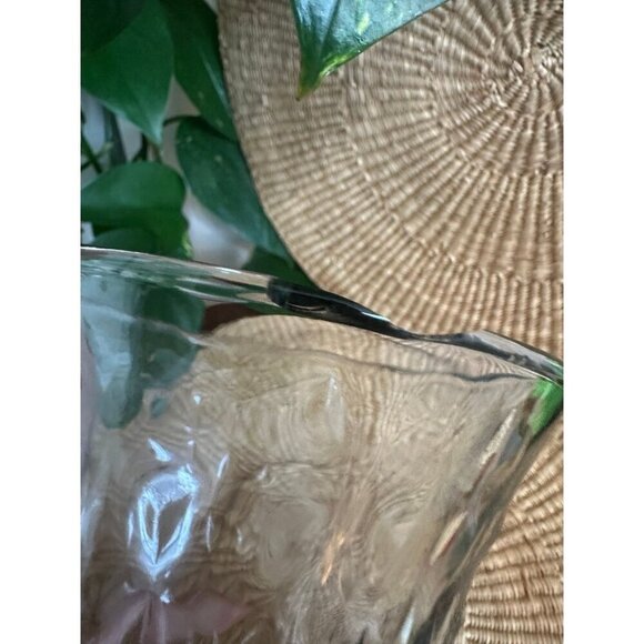 Textured Clear Glass Vase – 9” Tall, Flared Rim - Picture 8 of 11